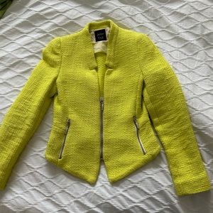 Zara Trafaluc Neon Yellow Tweed Blazer